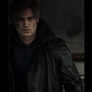 Leon S. Kennedy Inspired Black Leather Pea Coat | Video Game Cosplay RE Style Jacket