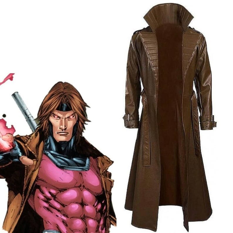 Handmade Brown Leather Trench Coat | Gambit X-Men Cosplay Costume
