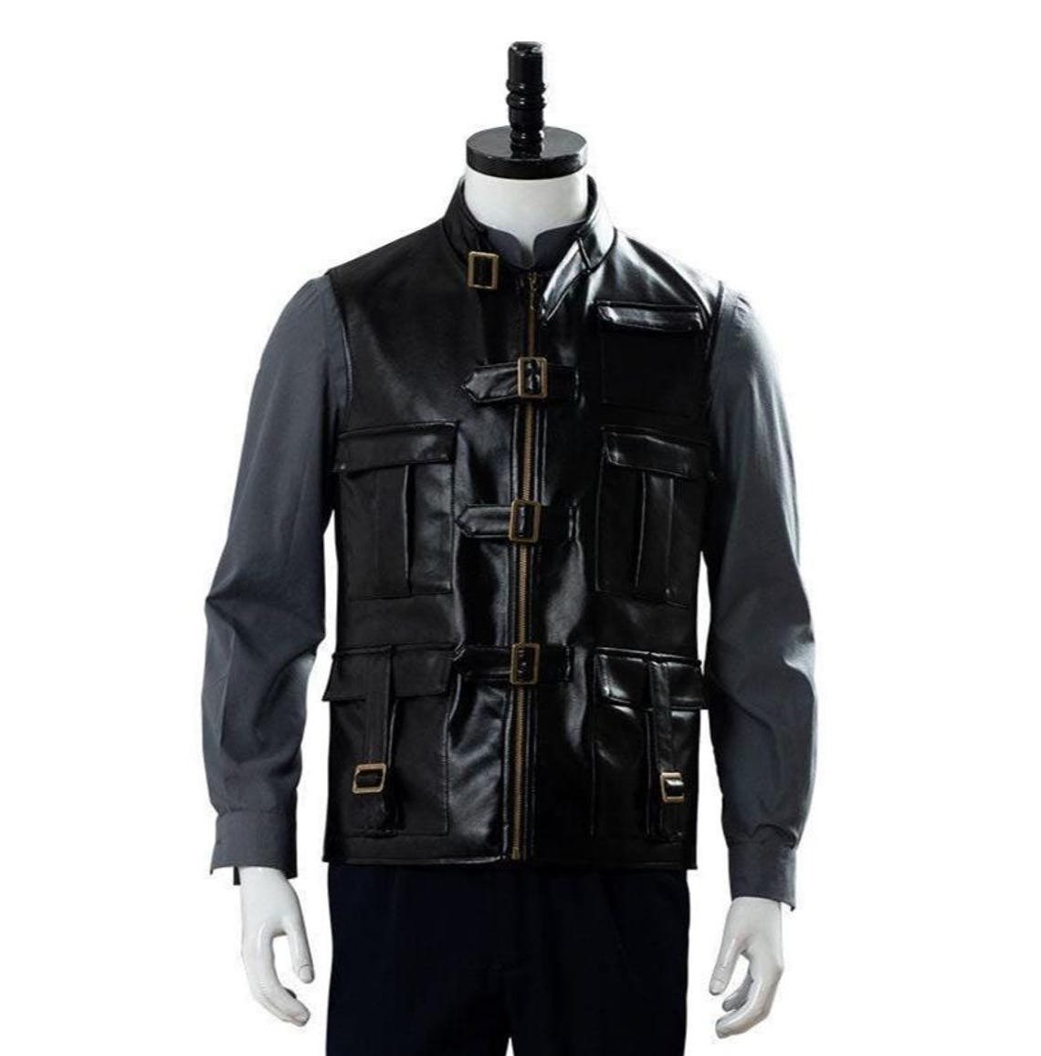 Mad-Eye Moody Cosplay Costume: Leather Vest & Distressed Trench Coat - Image 3