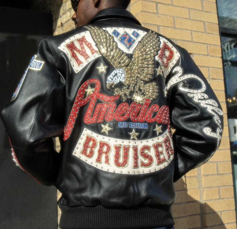Men’s Black Real Leather Bomber Jacket – American Bruiser Edition Luxury Coat - Image 2