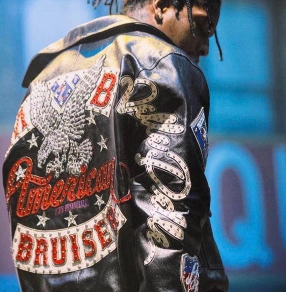 Men’s Black Real Leather Bomber Jacket – American Bruiser Edition Luxury Coat